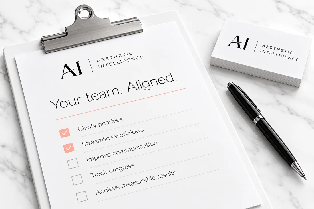 Branded team checklist and front desk cards